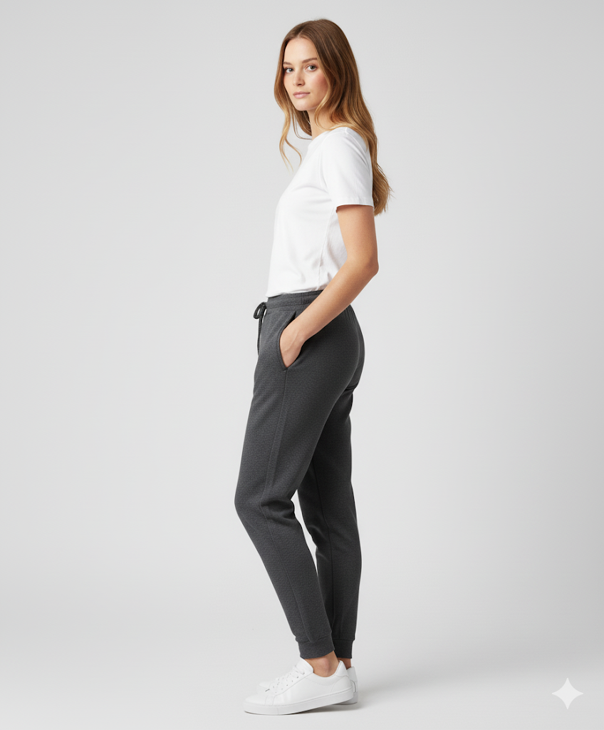 Women's 3 Thread Fleece Trouser Black Dot