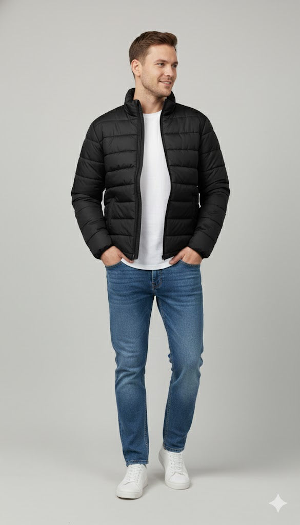 Puffer Jacket With Sleeve Black