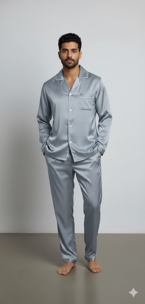 Men's Silk Wear Golden Silver grey