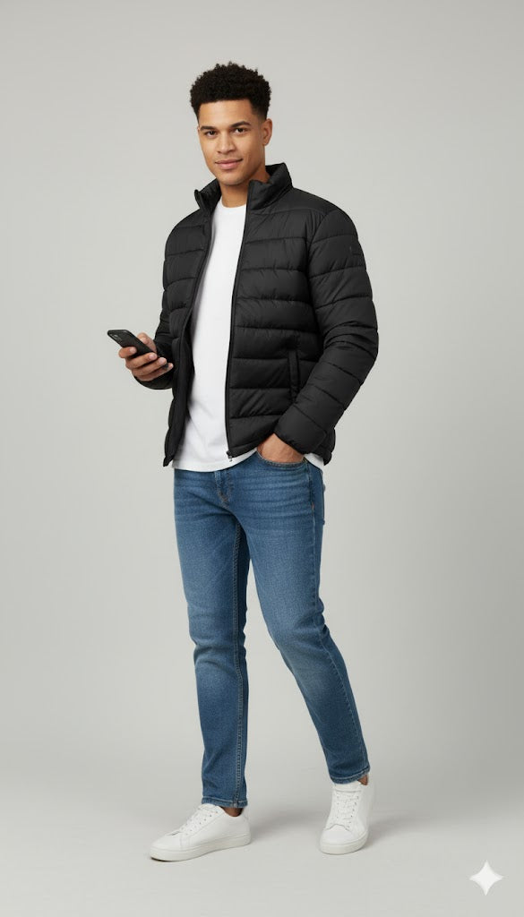 Puffer Jacket With Sleeve Black