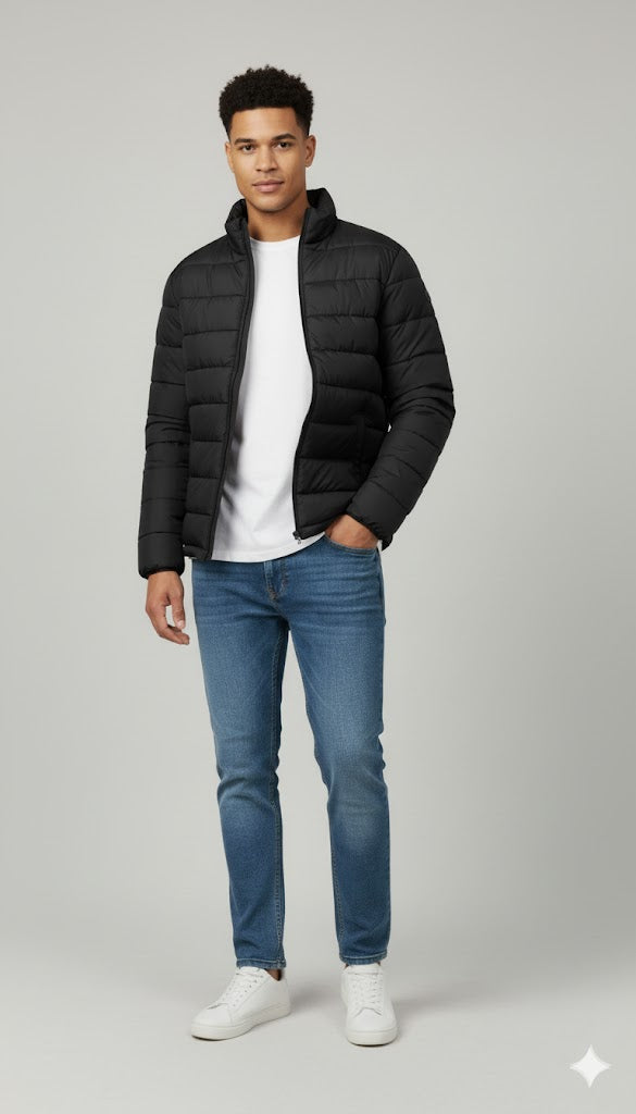Puffer Jacket With Sleeve Black