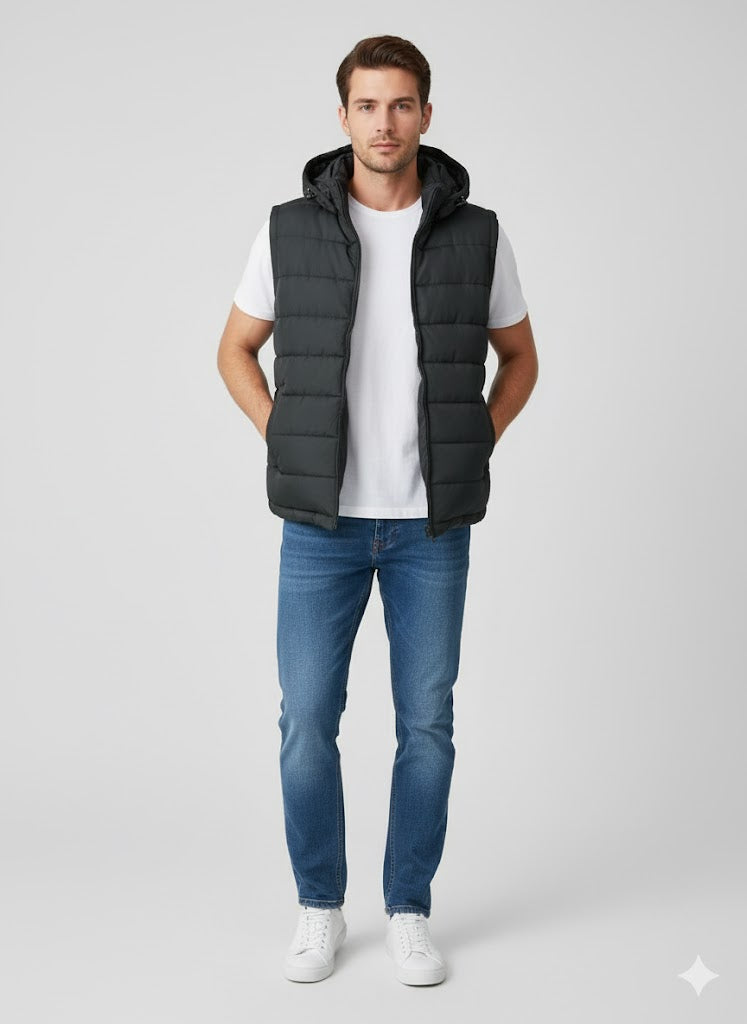 Puffer Jacket Without Sleeves black