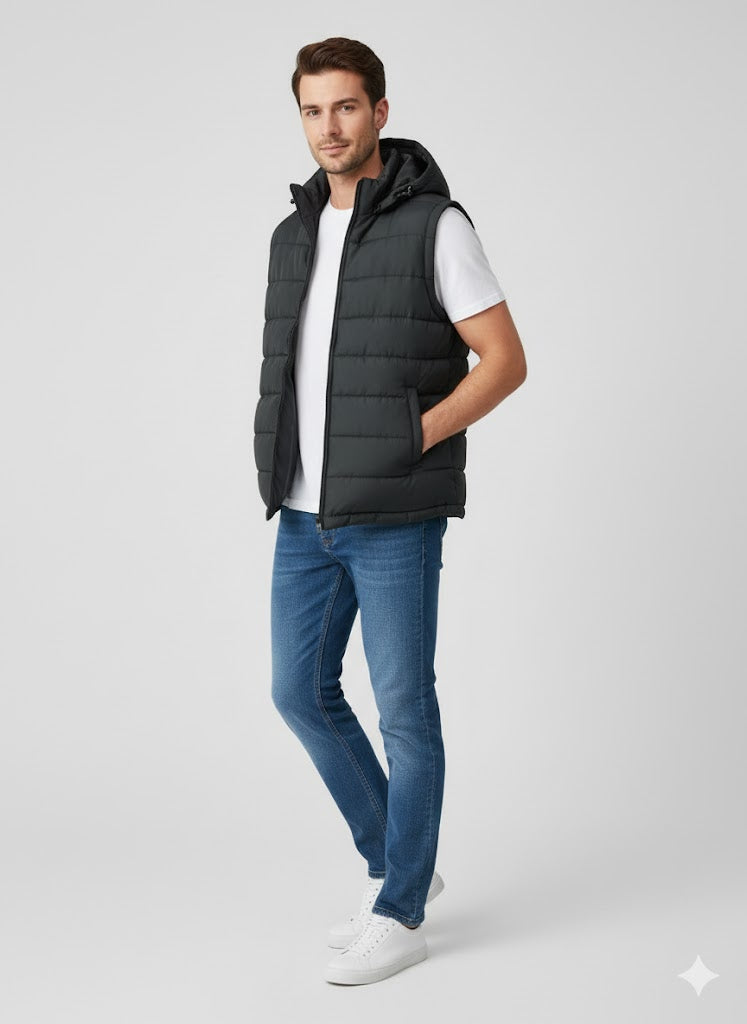 Puffer Jacket Without Sleeves black