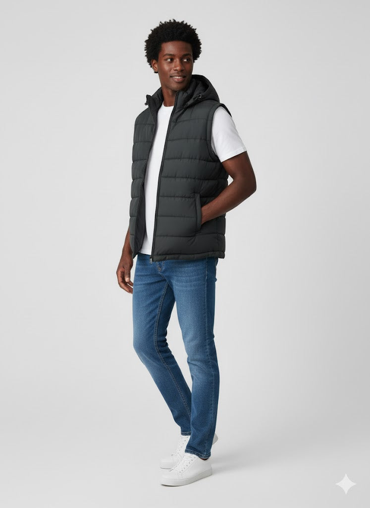 Puffer Jacket Without Sleeves black