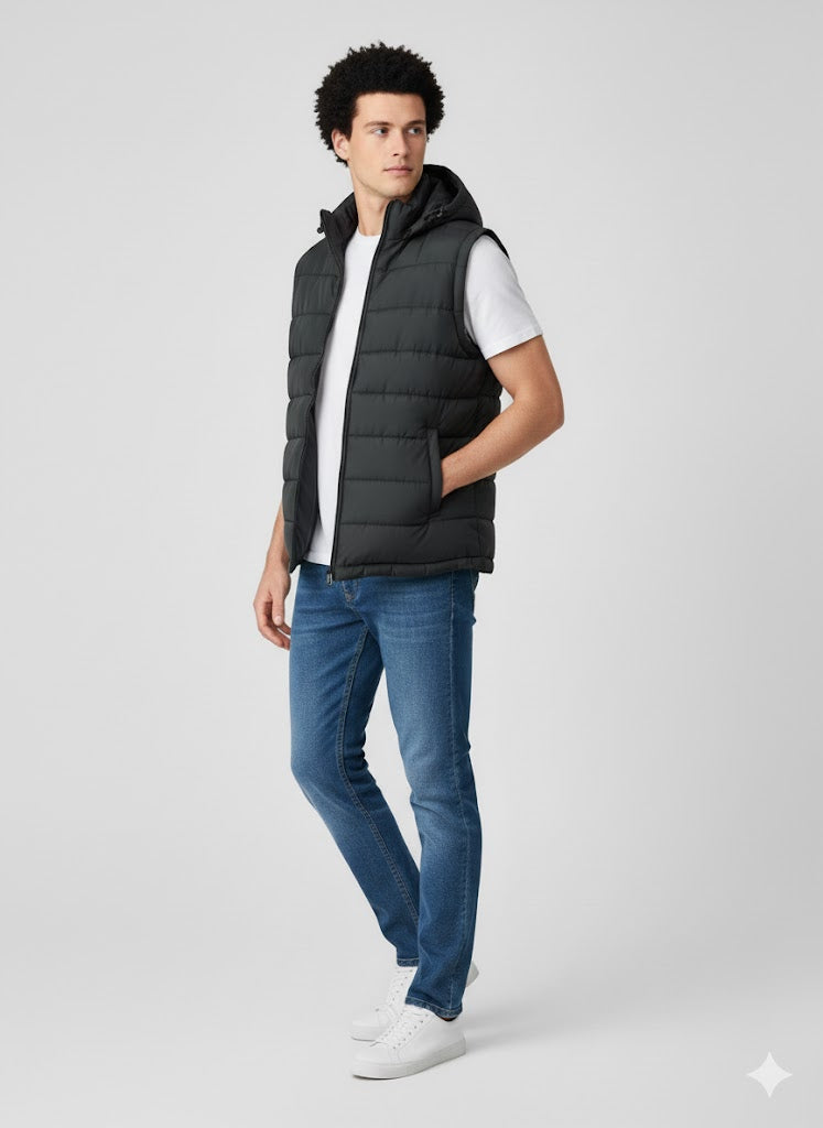 Puffer Jacket Without Sleeves black