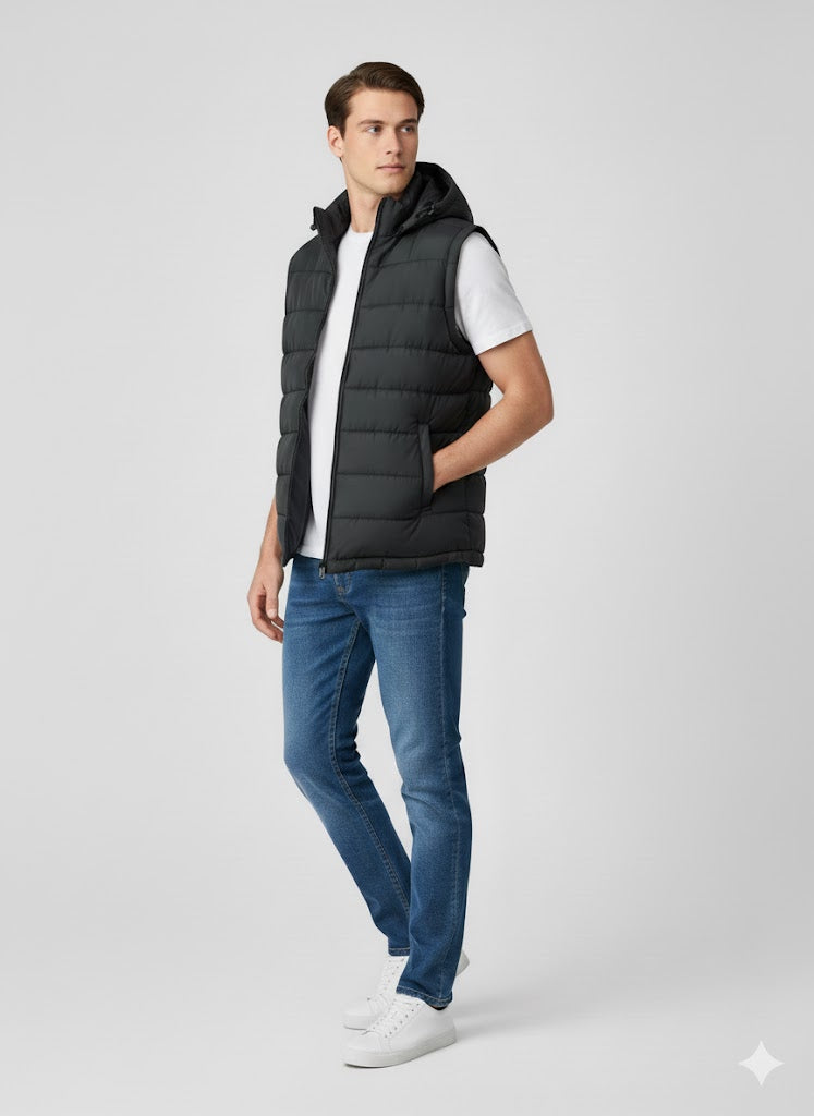 Puffer Jacket Without Sleeves black
