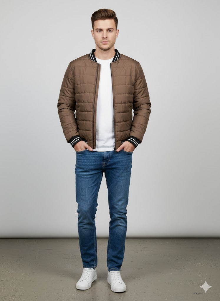 Puffer Jacket With Sleeve Brown
