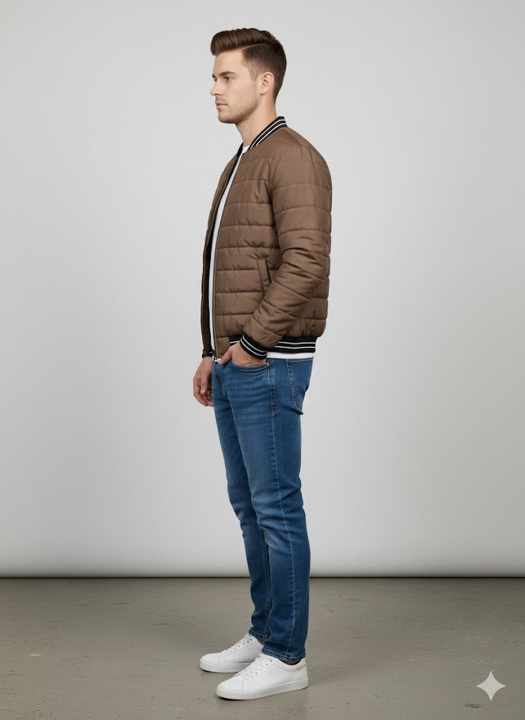 Puffer Jacket With Sleeve Brown