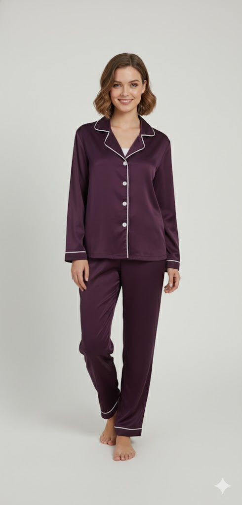 Silk Night wear Purple