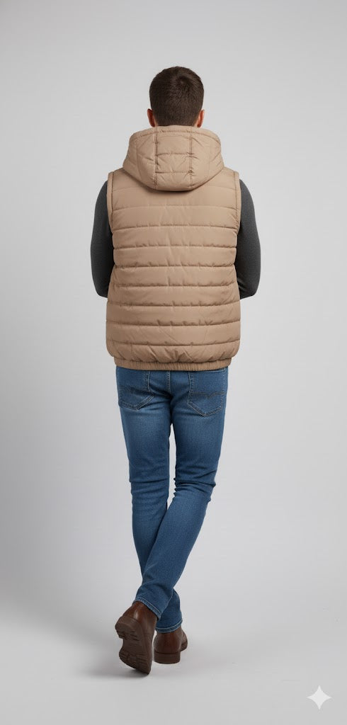 Puffer Jacket Without Sleeves Baige