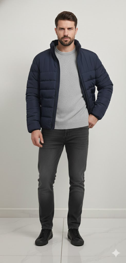 Puffer Jacket With Sleeve Blue