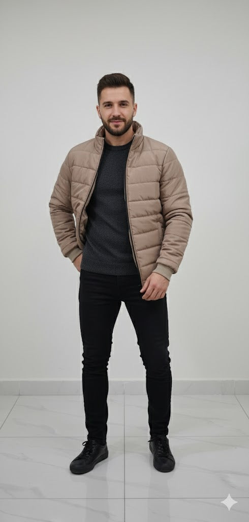 Puffer Jacket With Sleeve Baige