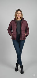 Women' s Puffer Jacket With Sleeves red or maroon