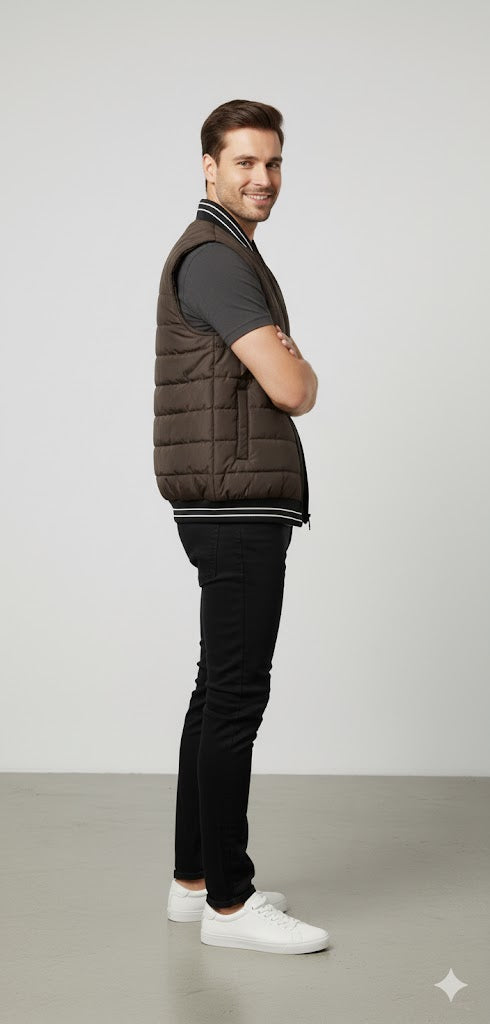 Puffer Jacket Without Sleeves Brown